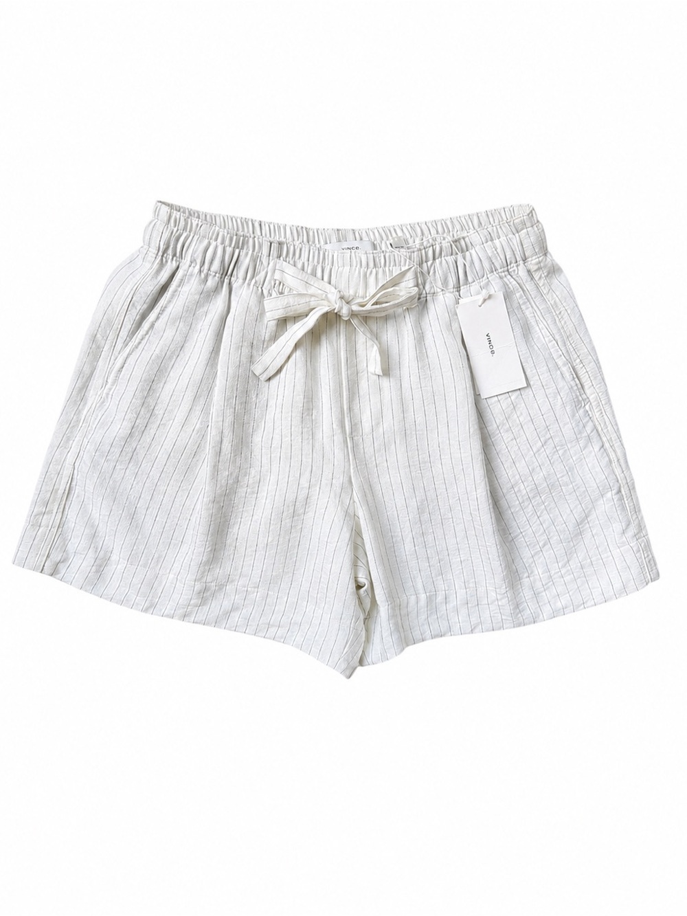 Vince Pencil Stripe Pull On Shorts Cream Size Small
